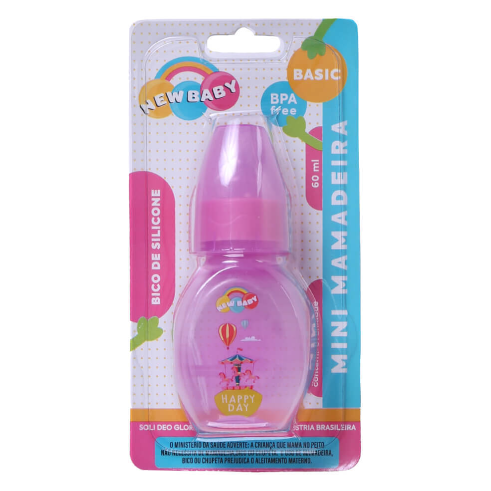 Mini Mamadeira New Baby Silicone Decorada 60ml em Oferta na Shopee