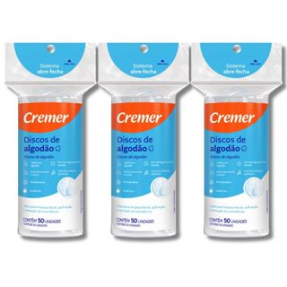 Kit 3 Algodão Cremer em Disco 150 Unidades Higienizador em Oferta na Shopee