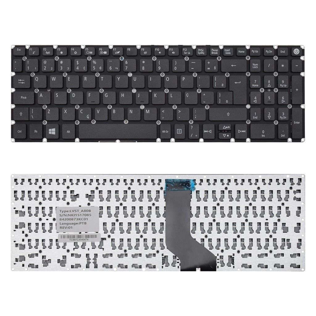 Teclado para Notebook Acer Part Number NKI1513035 | Preto ABNT2 - F2 WI-FI em Oferta na Shopee