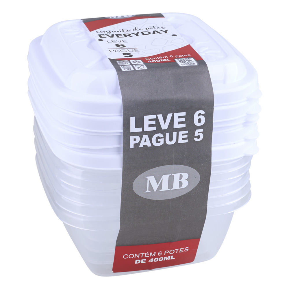 Conjunto de Potes Plásticos Mb Everyday com 6 Peças 400ml - Item Sortido em Oferta na Shopee
