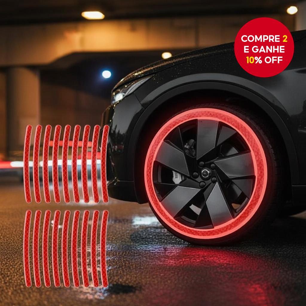 20PCS Adesivos de Faixa Refletiva para Rodas de Carro, Aviso de Segurança Noturna, Anti-Riscos, Adesivos de Roda para