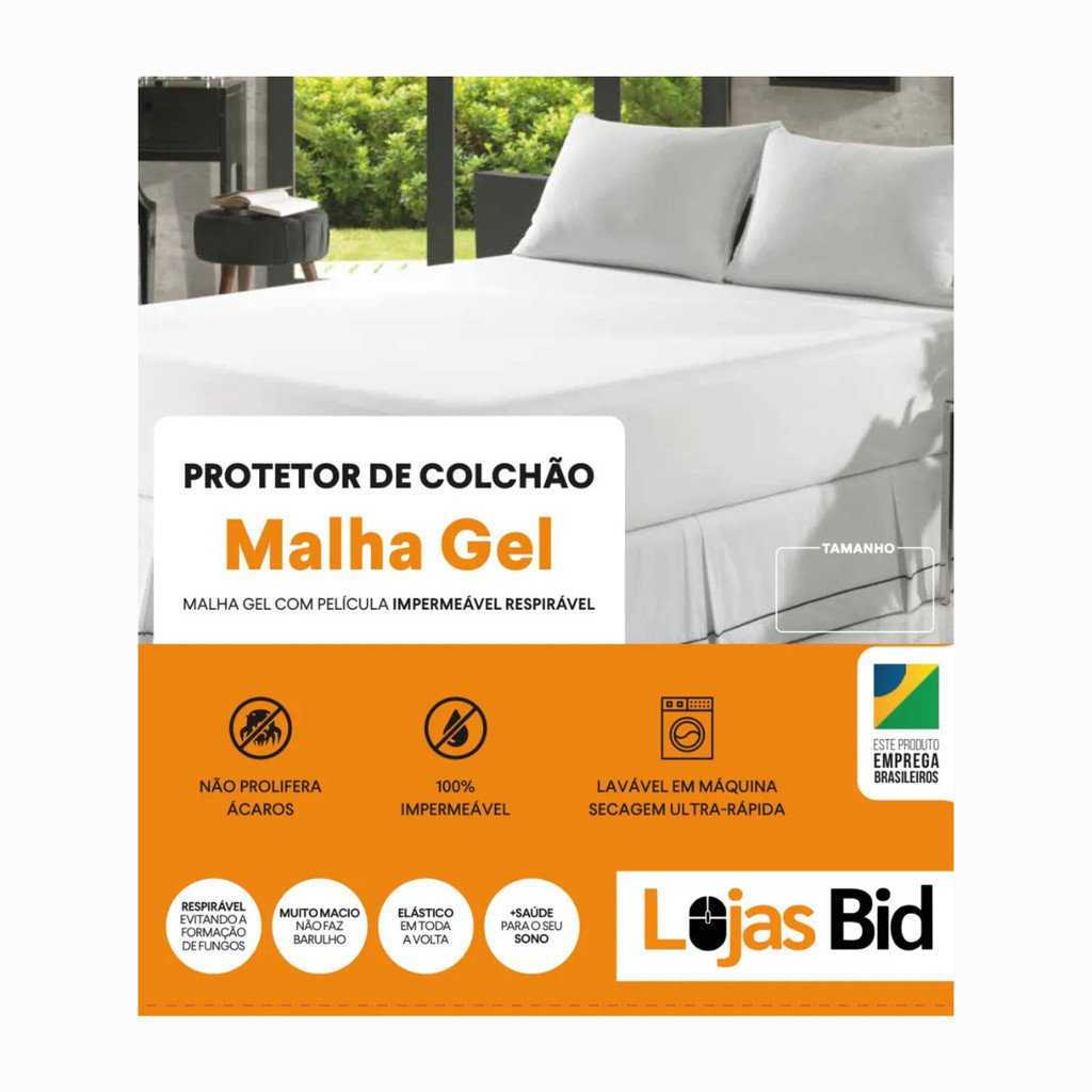 Protetor de Colchão Solteiro Impermeável Malha Gel Lojas Bid