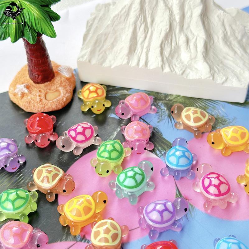 PFG 10 Unidades De Desenho Animado Fofo Mini Tartaruga Luminosa Resina Estatueta Em Miniatura Ornamento Micro Paisagem D