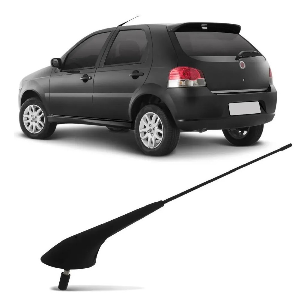 Antena Teto Fiat Palio Siena Strada Uno Idea 40cm Amplificadora AM/FM Design Esportivo Proteção UV