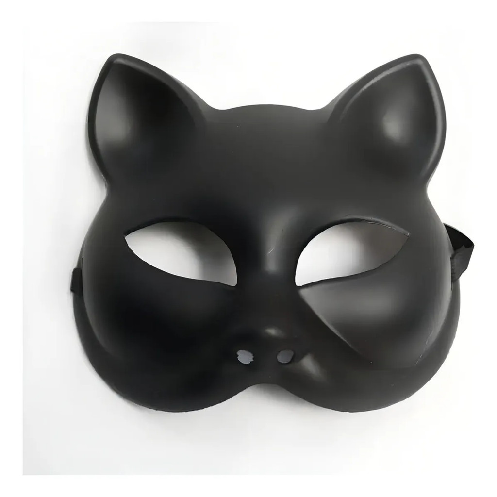 Máscara Cosplay Gata de luxo Fantasia Mulher Gato Carnaval Preto Gata