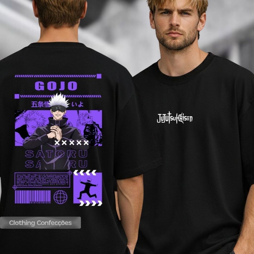 Camiseta Anime Personagem Gojo Fictício Kaisen Clã Jujutsu Satoru Gege Mangá Akutami