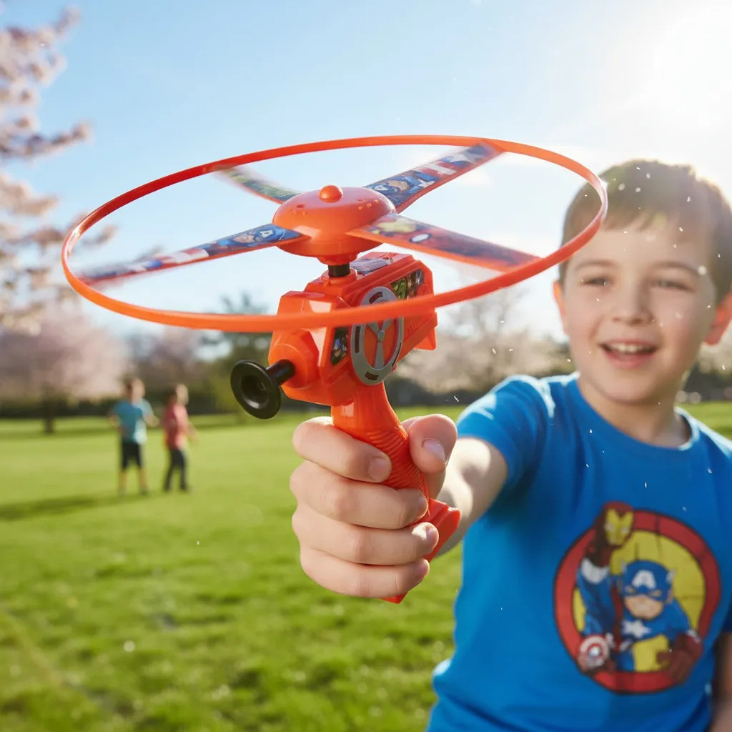 Lança Disco Voador Brinquedo Helicóptero Hélice Disco Voador Brinquedo Vingadores Infantil