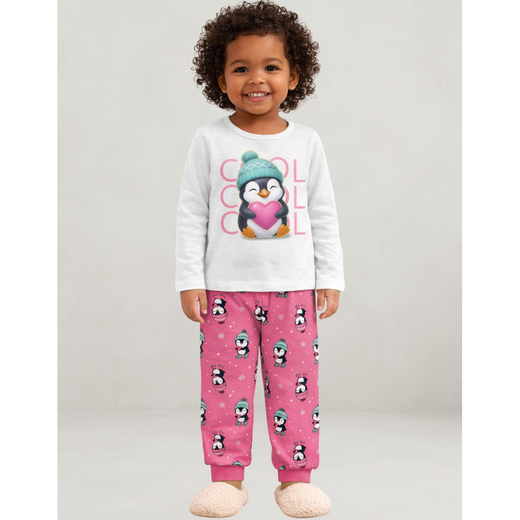 Pijama Infantil Menina Blusa e Calça Meia Malha Estampado Confortável e Sofisticado Kyly 1001636