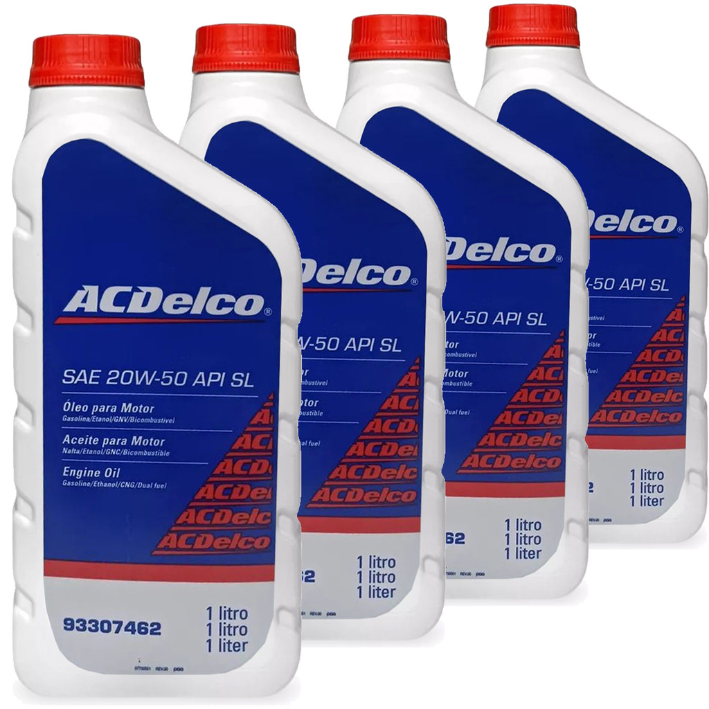 Kit 4 Litros De Óleo Do Motor Lubrificante ACDelco SAE 20W50 API SL Mineral Corsa Celta Kadett