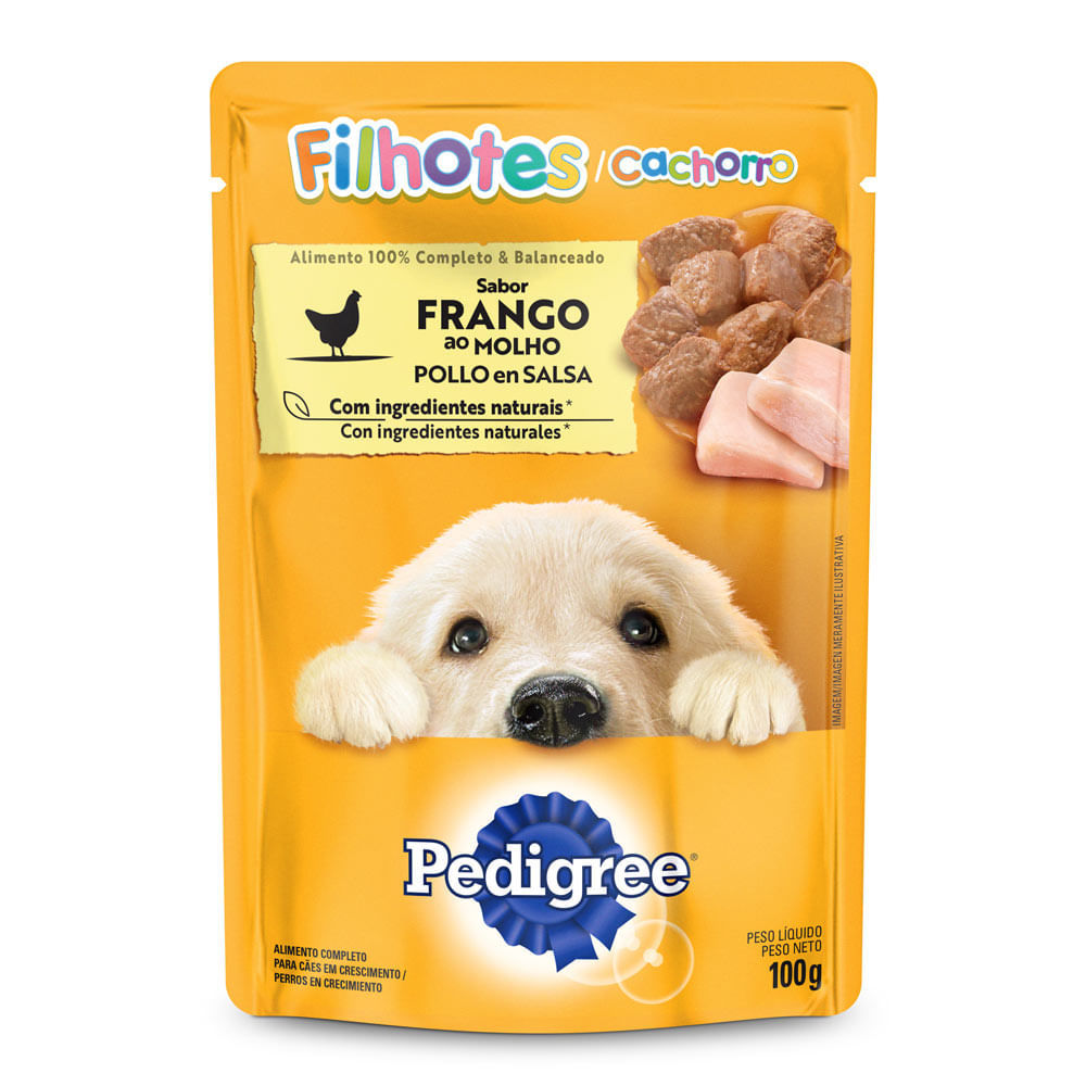 Ração Úmida para Cachorro Pedigree Filhote Sabor Frango ao Molho em Sachê 100g em Oferta na Shopee