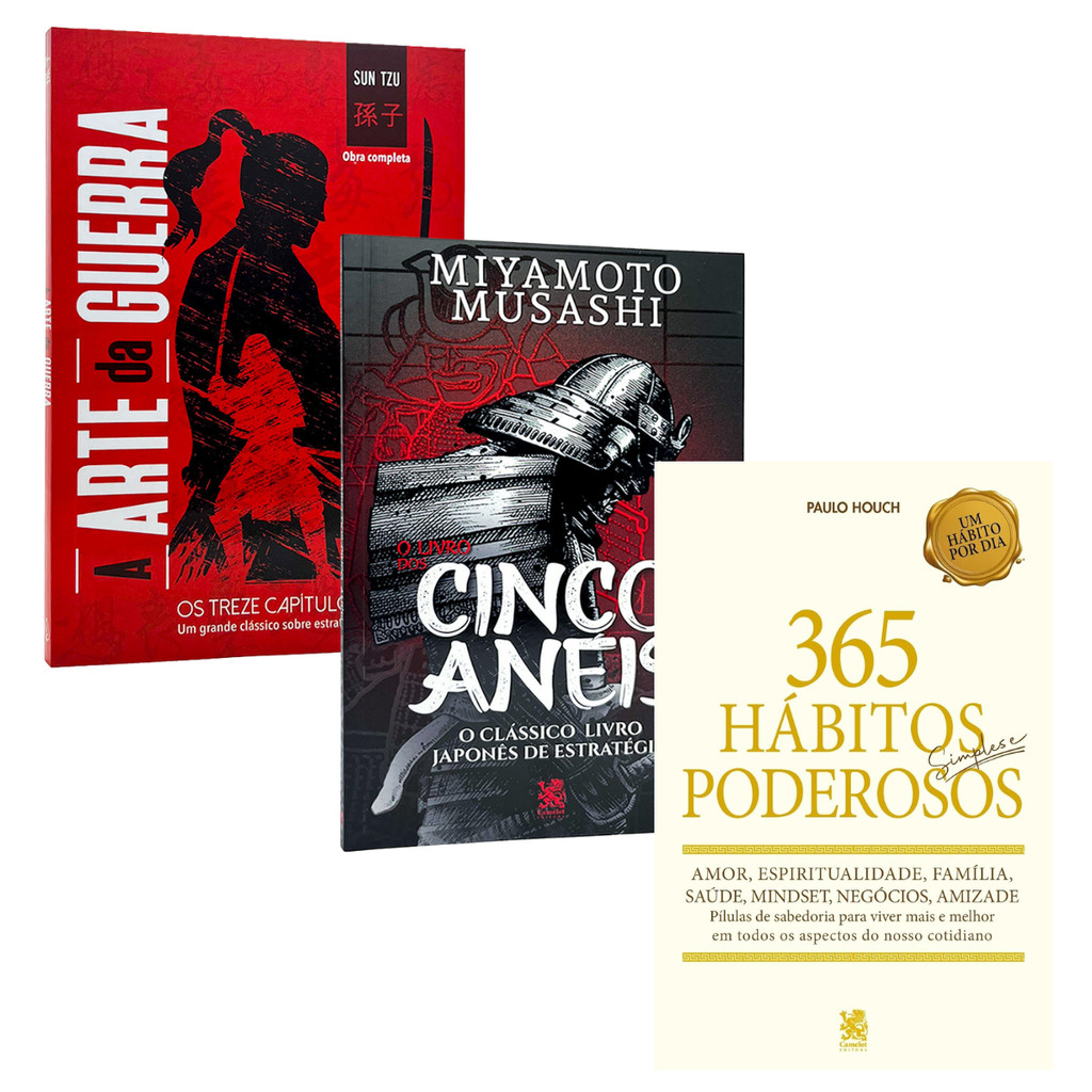 Kit Estratégia e Poder: Arte da Guerra + Livro dos Cinco Anéis + 365 Hábitos Simples e Poderosos