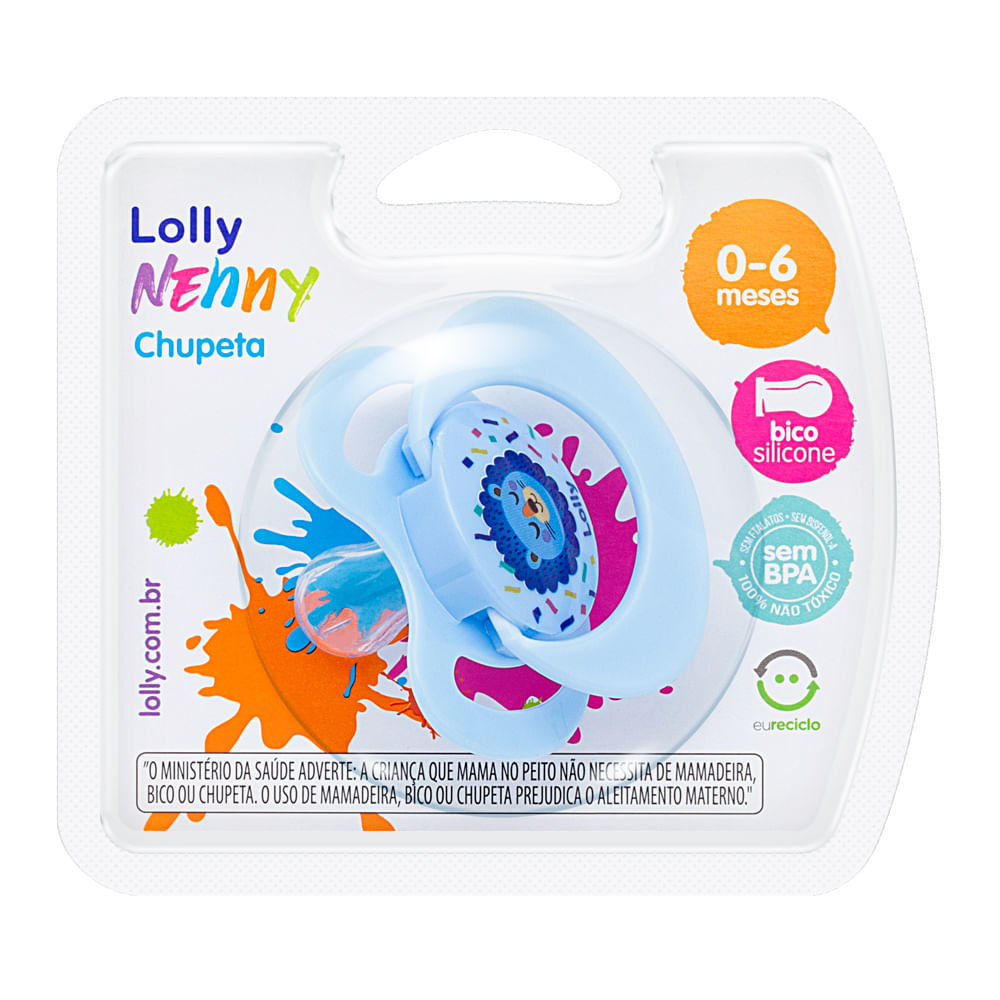 Chupeta Lolly Nenny Bico Silicone 0 a 6 Meses Azul Estampas Sortidas 1 Unidade em Oferta na Shopee