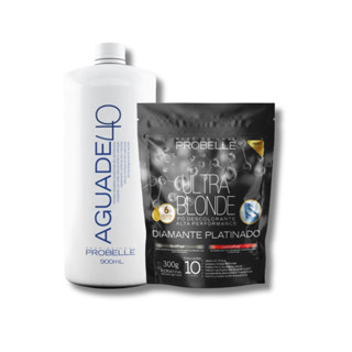 kit Pó Descolorante Platinado  Ultra Blond 300g + Água oxigenada Cremosa 40 vol 900ml probelle em Oferta na Shopee