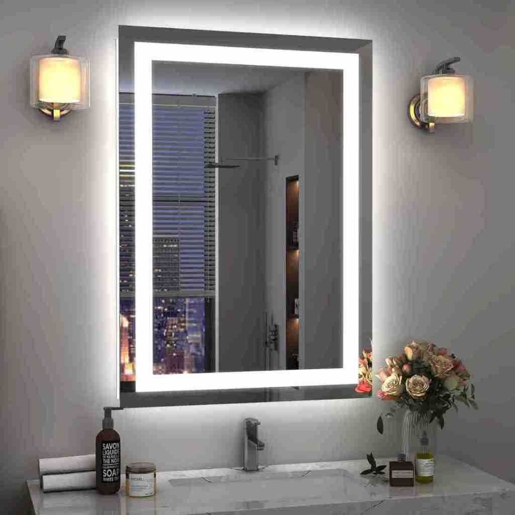 Espelho LED Retangular 80×50 cm Jateado | Espelho para Banheiro Lavabo Penteadeira