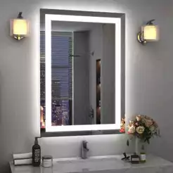 Espelho LED Retangular 80x50 cm Jateado | Espelho para Banheiro Lavabo Penteadeira