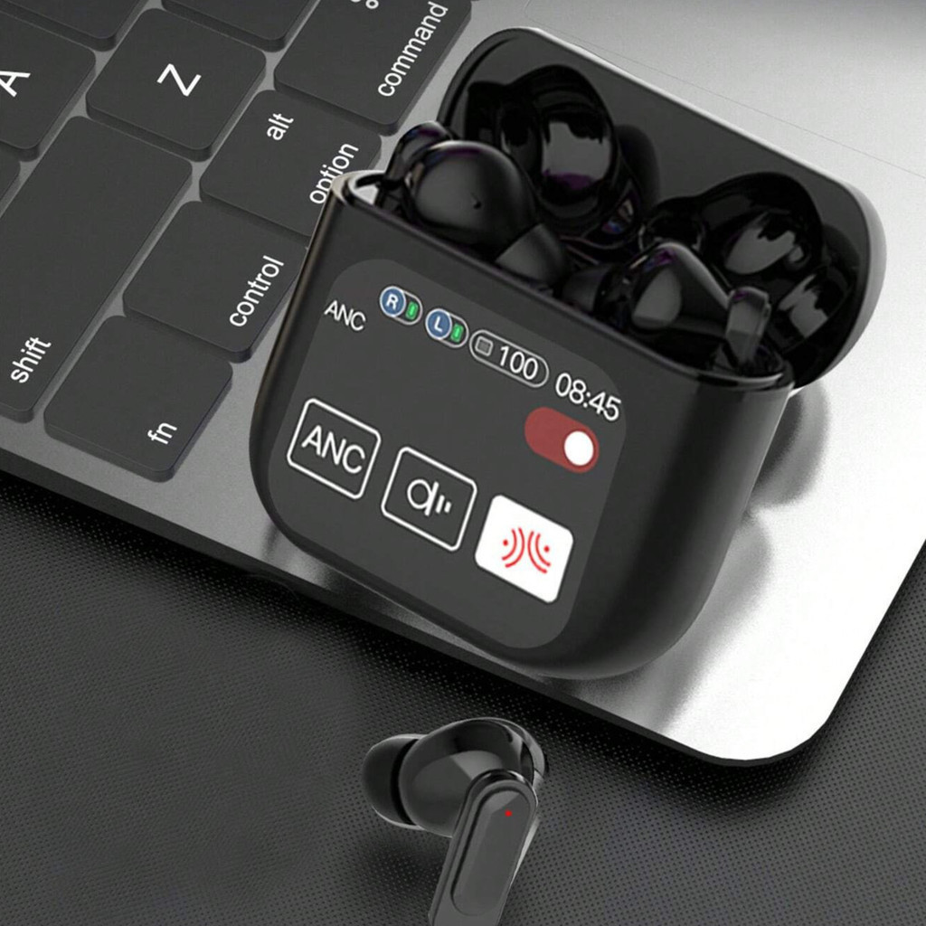 Fone Bluetooth com Tela Touch ANC | Cancelamento de Ruído, Som 9D, Estojo Inteligente com Display Digital, Bateria Longa em Oferta na Shopee