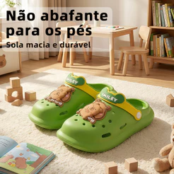 Babuche Sandália EVA Modelo Chato Macio Solado Antiderrapante Botons Removíveis com Formato Decorativo Infantil Feminino