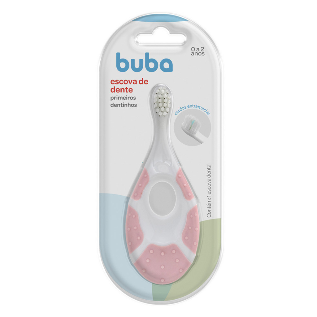 Escova de Dente Buba Primeiros Dentinhos Rosa em Oferta na Shopee