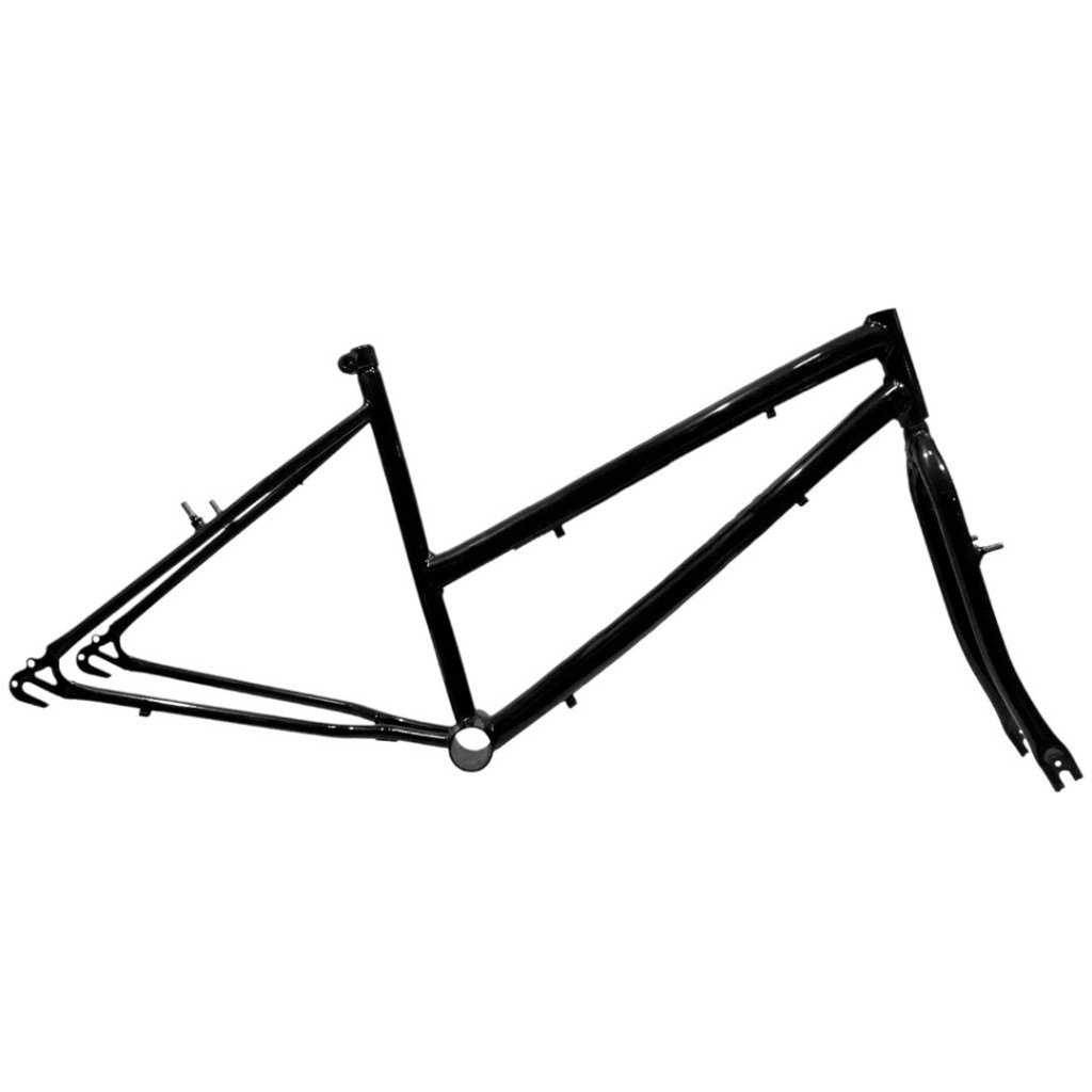 Quadro ceci Bicicleta Aro 26 Feminino + Garfo Aço Preto Brilhante