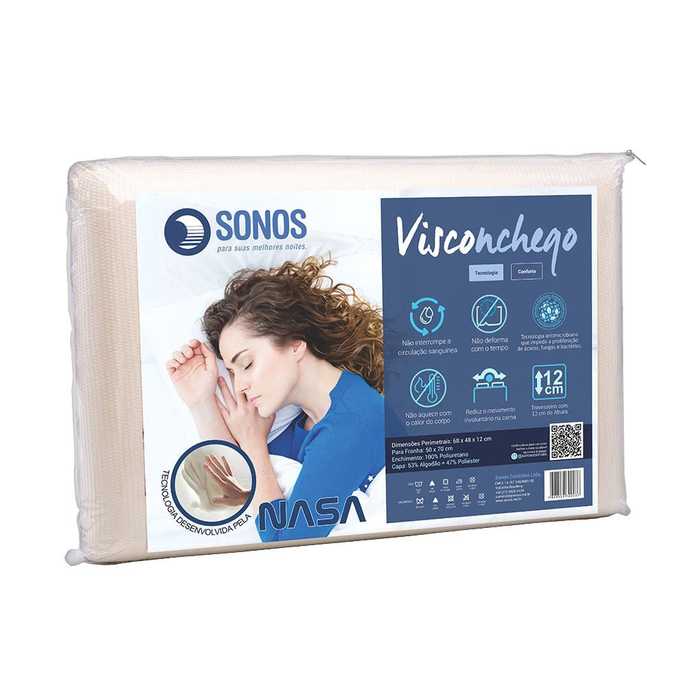Travesseiro Sonos Visconchego 12cm Bege