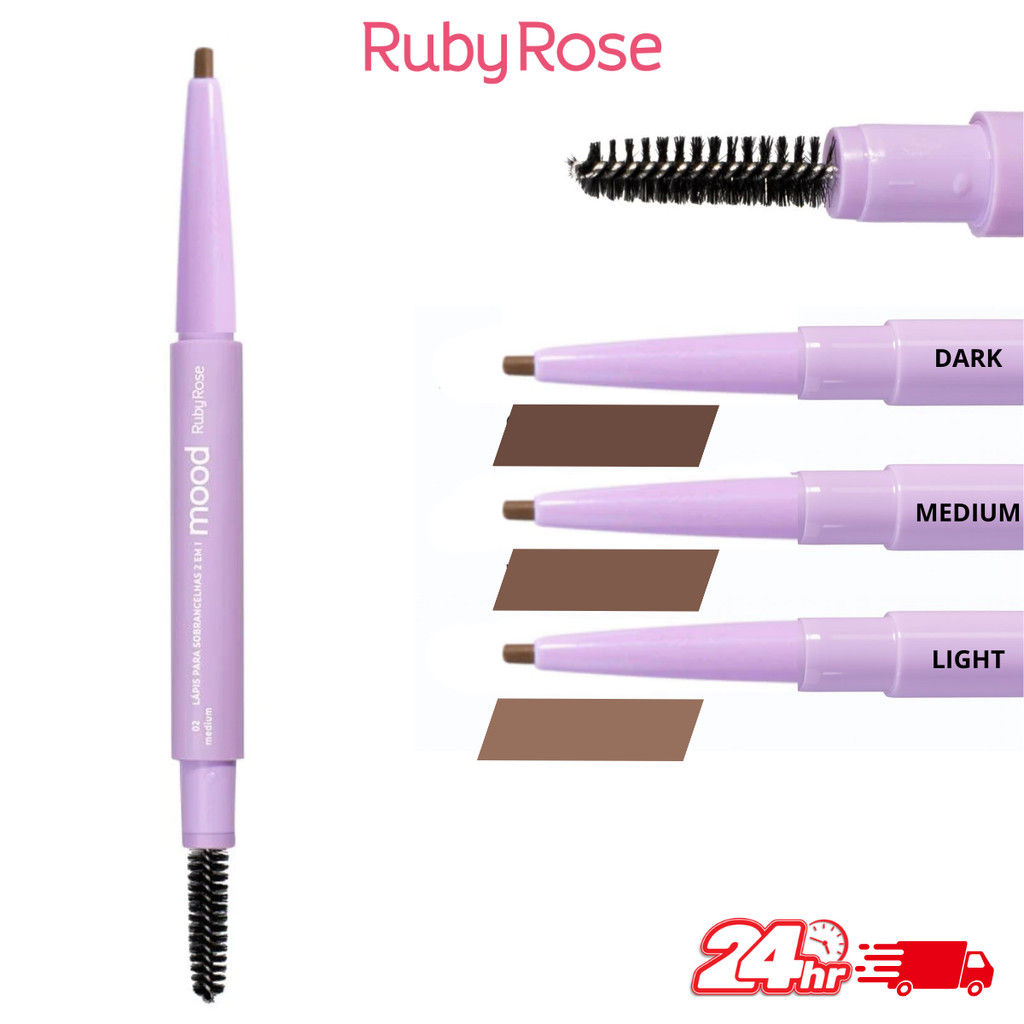 Lapis De Sombrancelha Ponta Fina 2 em 1 Ruby Rose Com Escova