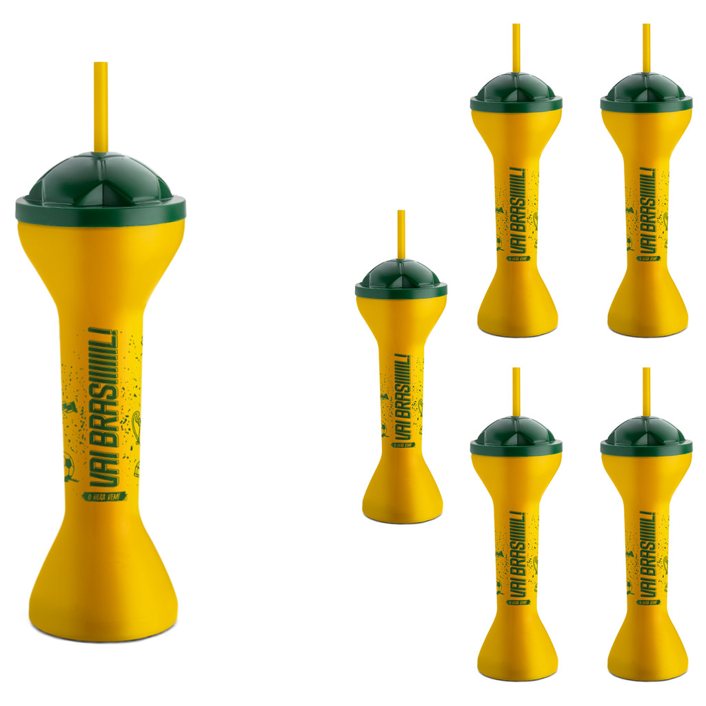 Kit 6 Copos Brasil com Canudo e Tampa Temáticos Vai BRASIL 550ml COPA DO MUNDO 2026 Rumo ao Hexa