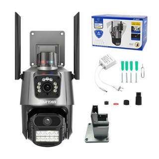 Câmera de vigilância externa Wi-Fi com lente dupla IP66 360° 4K 6MP, sirene à prova d'água ICSEE em Oferta na Shopee