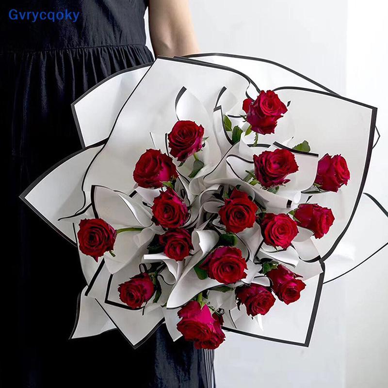 Gvrycqoky 20 Folhas De Papel De Embrulho De Flores Com Bordas Douradas Buquê À Prova D'água Paaging Aniversário Casament