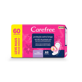 Protetor Diário Carefree Proteção Extra Longo com Perfume sem Abas 60 Unidades Leve Mais Por Menos em Oferta na Shopee