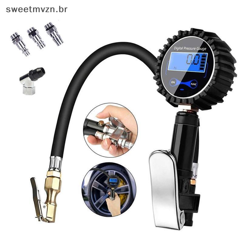 sweetmvzn LCD Medidor De Pressão Dos Pneus 200PSI Digital Pneu Inflator Para Motocicleta Carro Tru Bicicleta BR