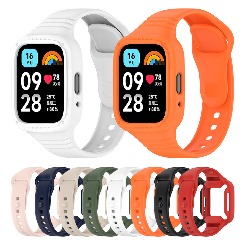 Pulseira Esportiva De Silicone Para Xiaomi Redmi Watch 3 Faixa De Borracha Ativa Cinto Protetor De Tela Acessórios De Ca