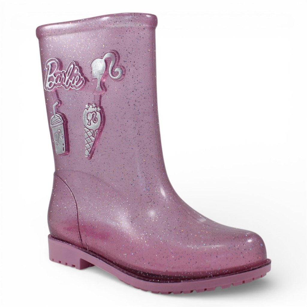 Bota Galocha Infantil Feminina Grendene Barbie Fizzy com Glitter