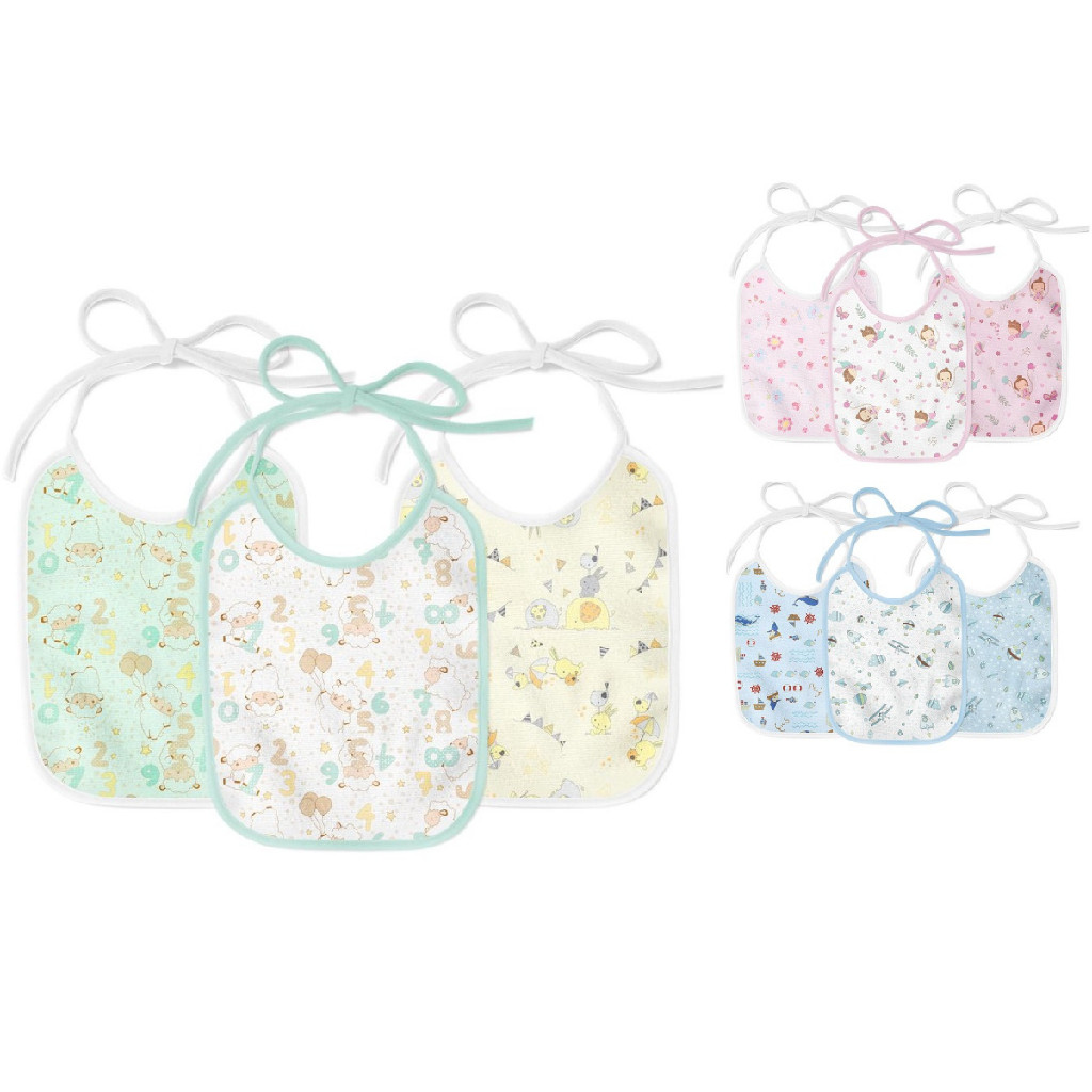 Kit Enxoval 3 Und Babador Infantil Ajustavel Plastificado 100% Algodao Unissex Menina E Menino