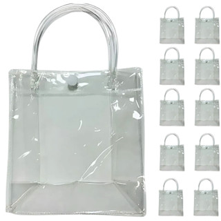 10 Bolsa Transparente Grande 40x30 Sacola PVC Plástica Botão Praia Impermeável Sacolinha Alça em Oferta na Shopee