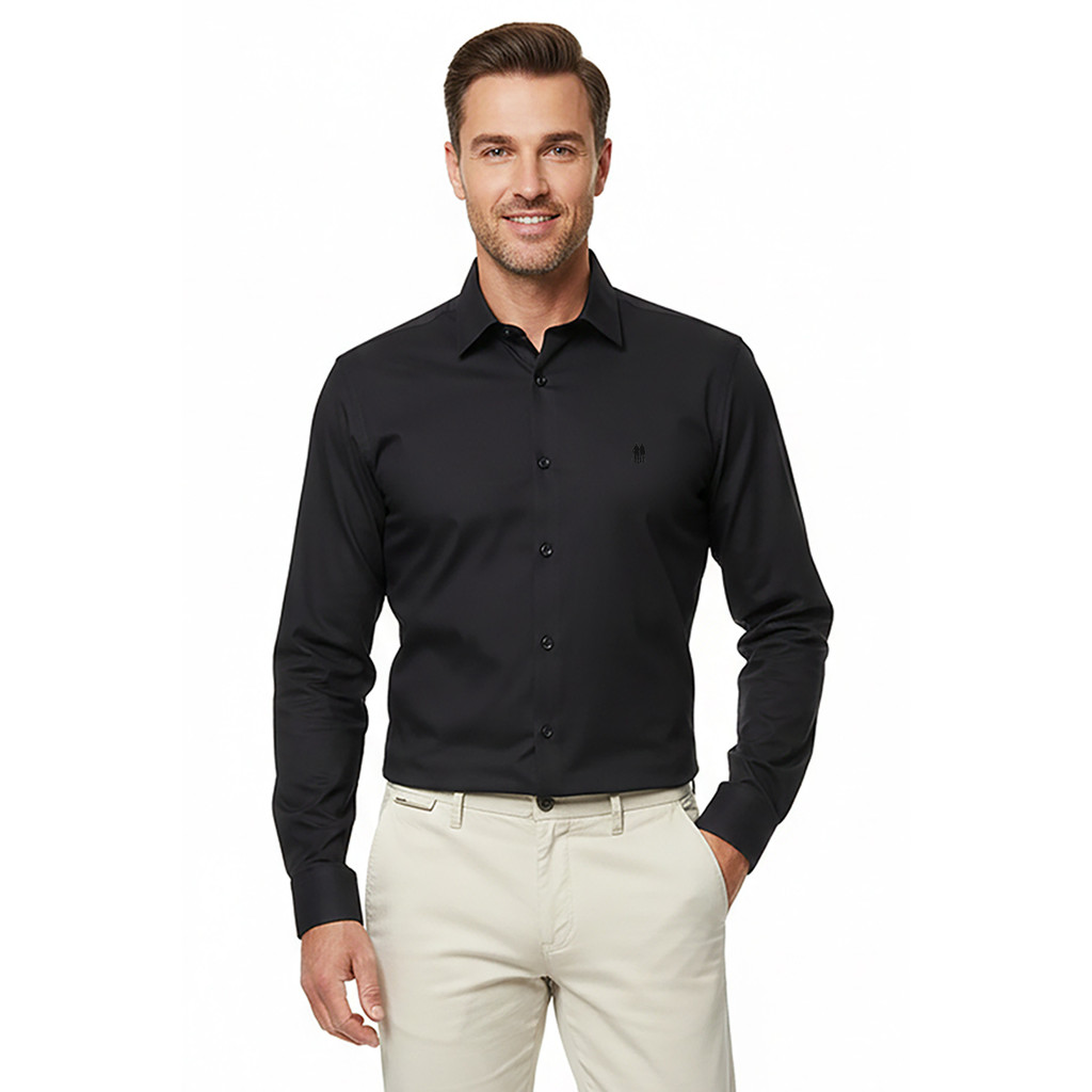 Camisa Masculina Slim Fit Premium Polo Wear Preto