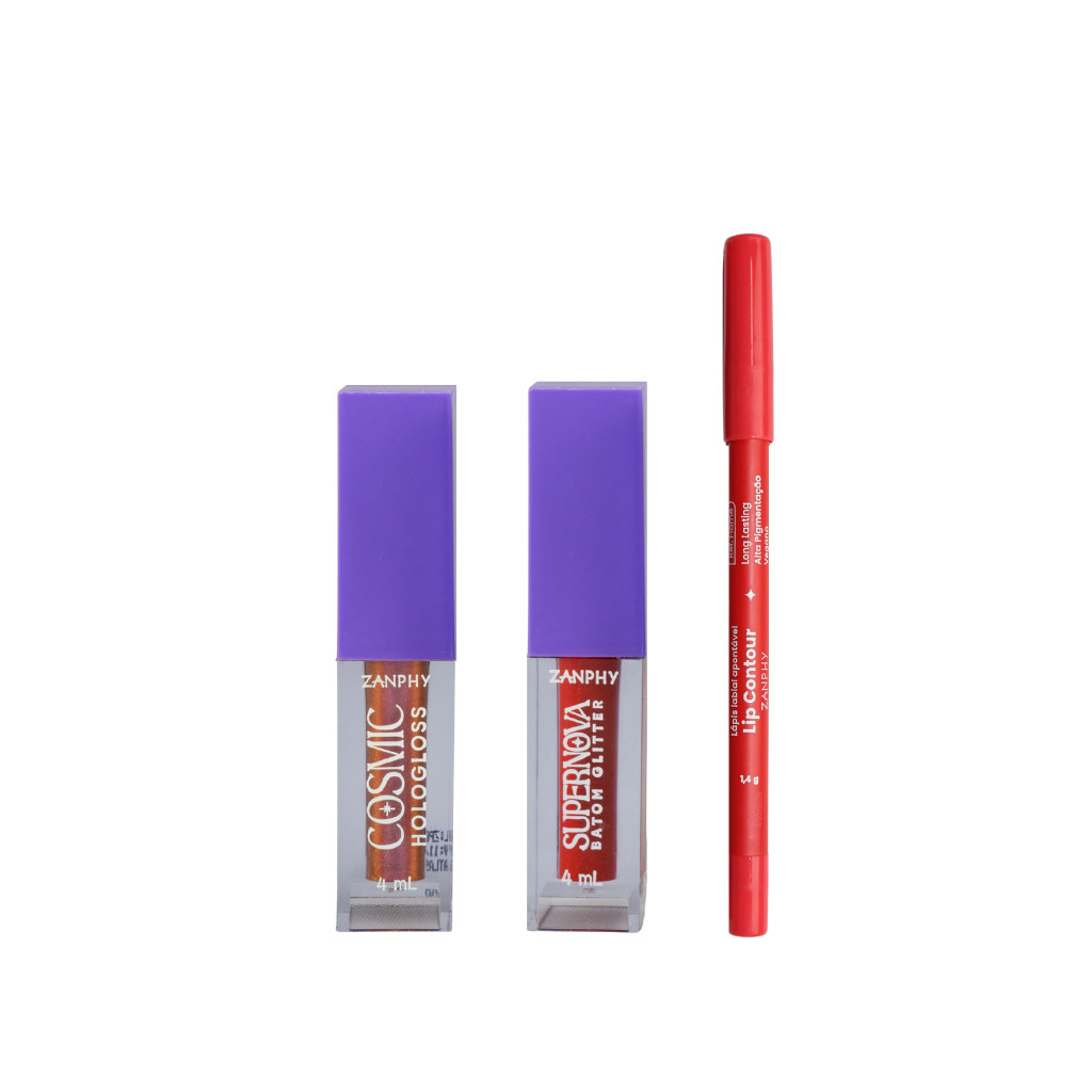 Kit Batom Lip Combo 3 Unidades Flame + Nebulosa + Atlas | Batom Matte Longa Duração Alta Pigmentação