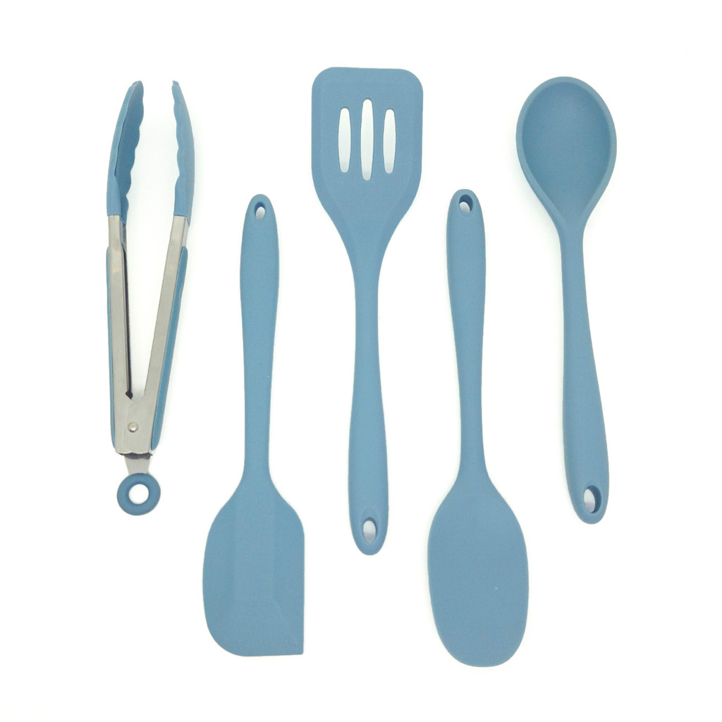 Kit de Utensílios de Silicone com 5 Peças Azul - Oikos em Oferta na Shopee