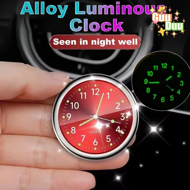 [Guudu] Mini Relógio Luminoso Para Carro-Interno Automóveis-Digital À Prova D'água-Relógios Mecânicos De Quartzo-Acessór