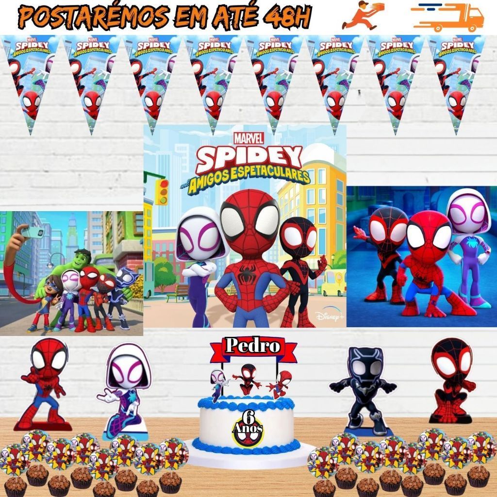Kit Só Um Bolinho Tema spidey e seus amigos espetaculares  A Festa Perfeita Kit Festa em Casa em Oferta na Shopee