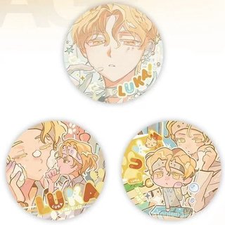 3 Pçs/Set Anime Alien Stage Luka Cosplay Duplo Flash Emblema Cartoon58mm Broche Coleção Presente
