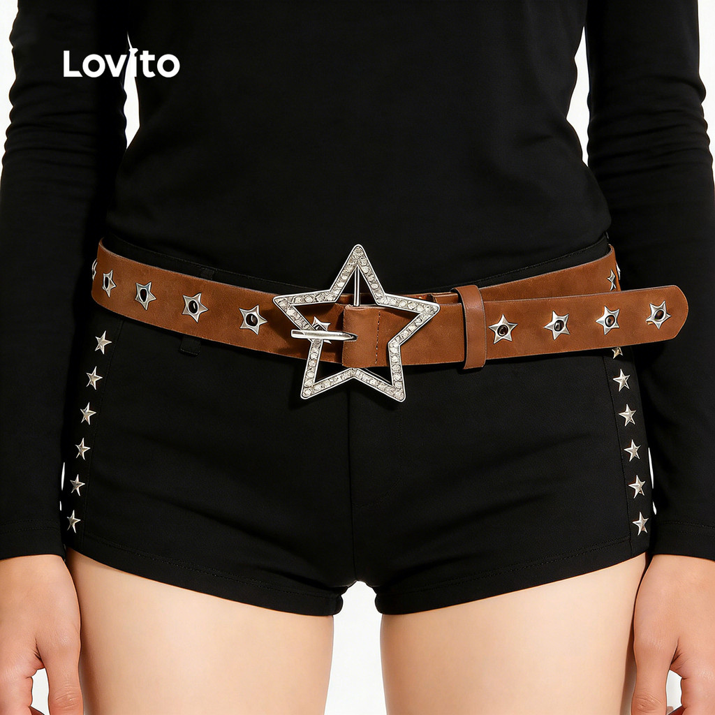 Lovito Cinto Casual Star Y2k Estilo Milênio LFA111095 em Oferta na Shopee