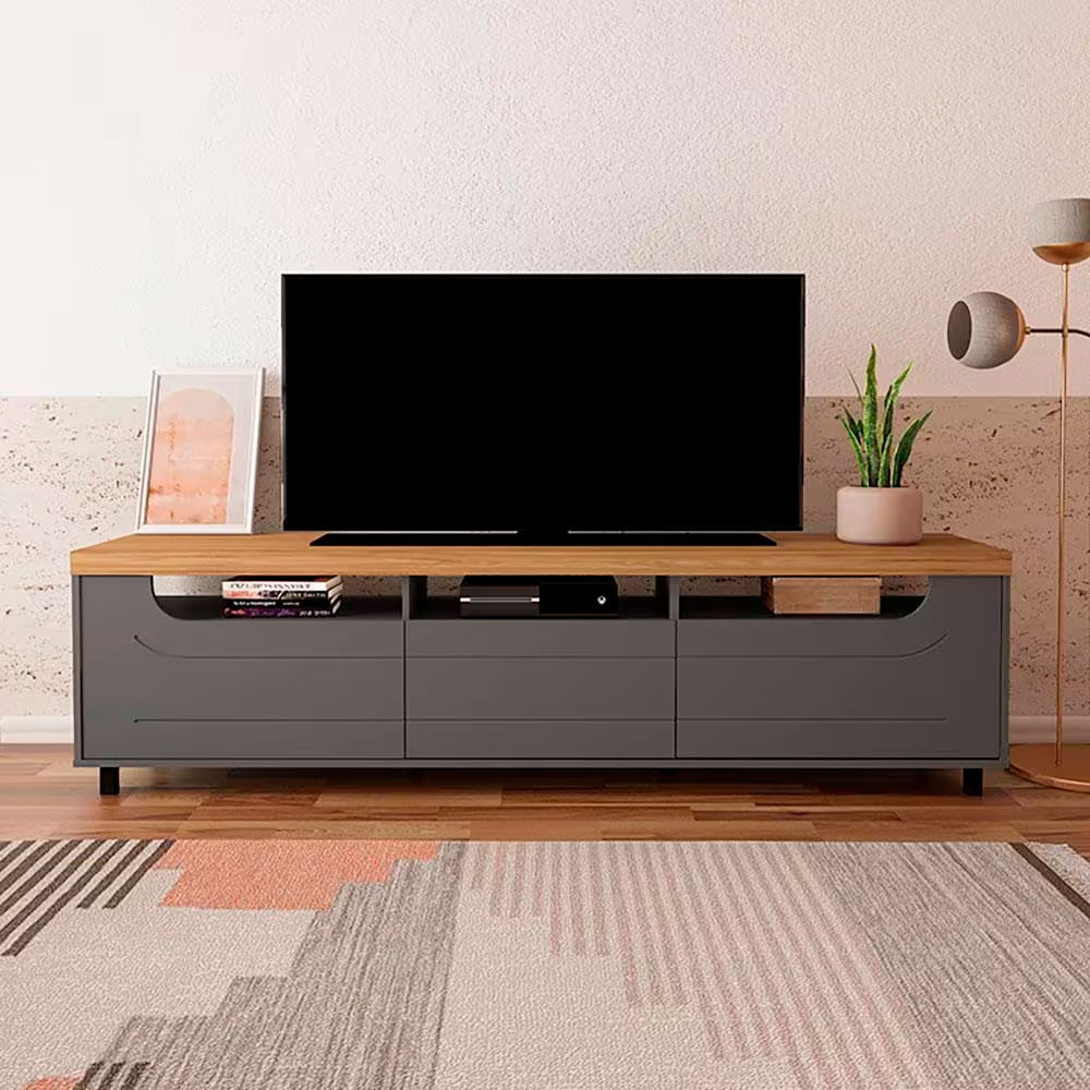 Rack Artely Mercury com 2 Portas e 1 Gaveta, 200 cm de Largura, Ideal para TV de até 75
