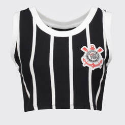 Cropped Corinthians Logo Bordado Feminino Listrado