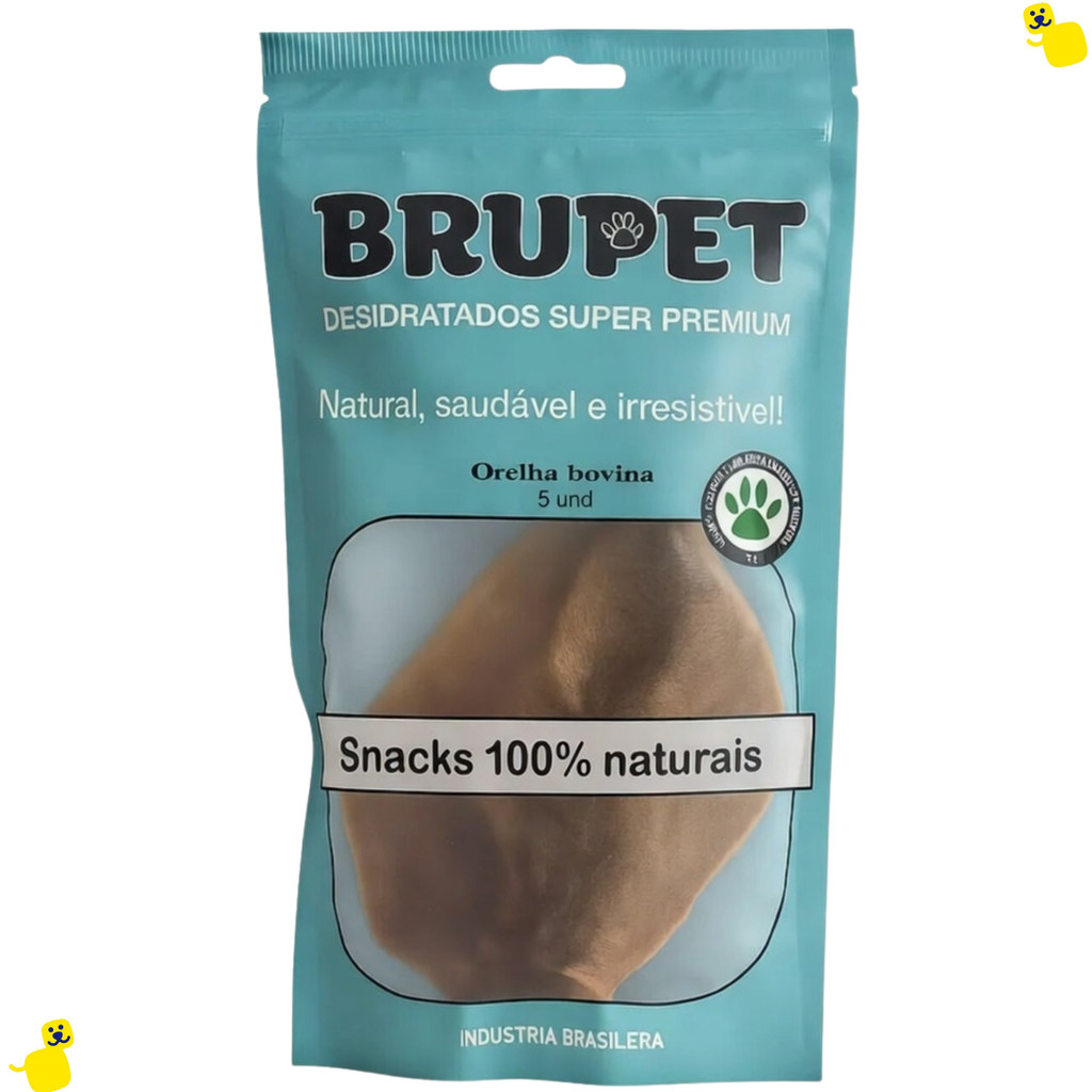 Orelha Bovina Brupet Orelha desidratada para Cachorro Petisco para Cachorro 5 Unidades Petisco Pet