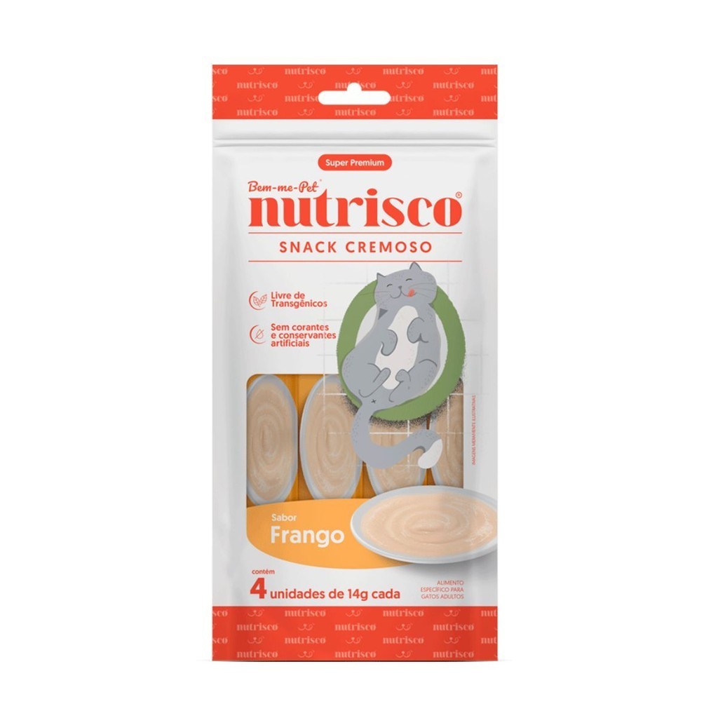 Snacks Cremoso Nutrisco Super Premium Pacote com 4 Unidades de 14g Gatos Frango