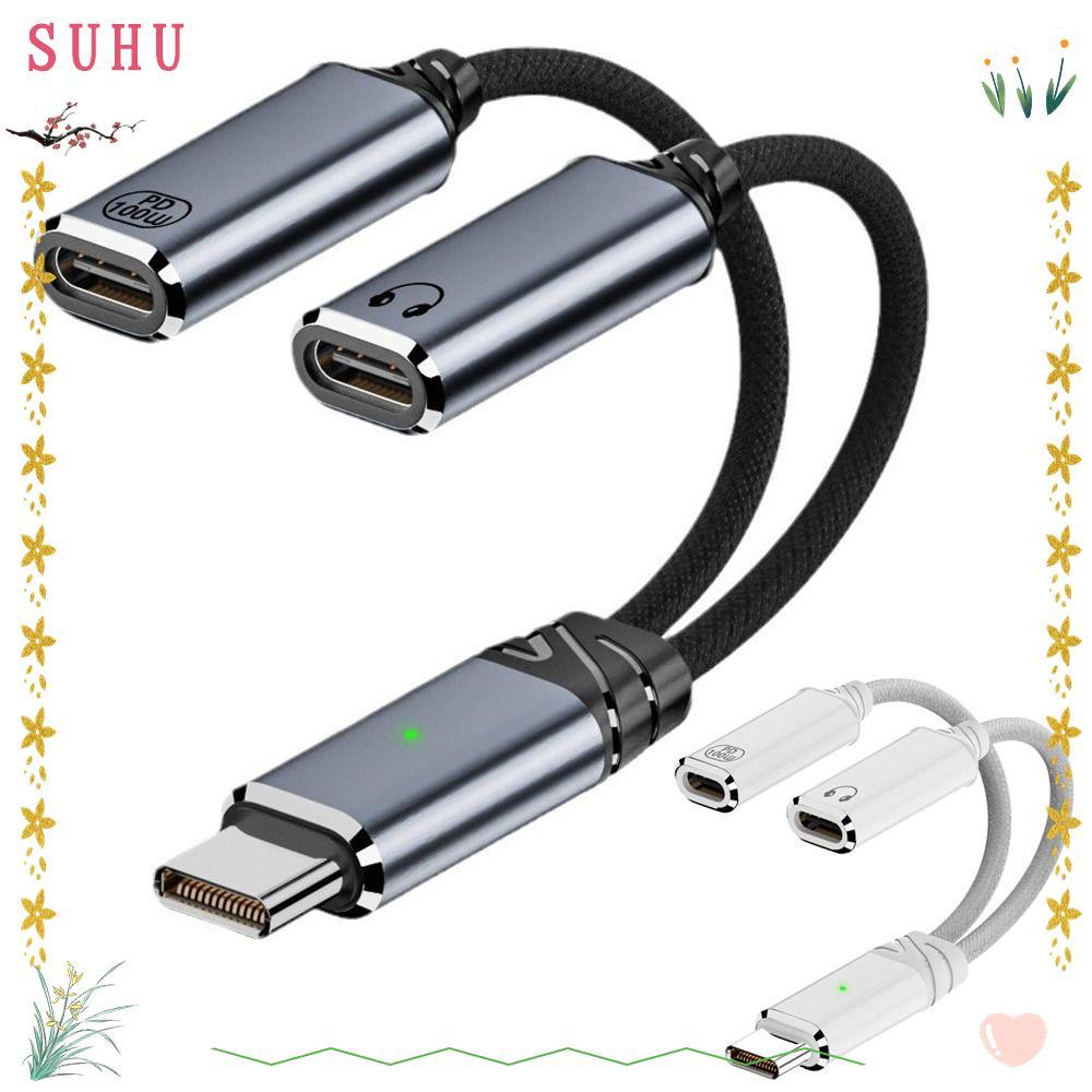 Adaptador De Fone De Ouvido Duplo Tipo C SUHU , Divisor HiFi Music 2 Em 1 USB-, Conversor PD 100W De Carregamento Rápido