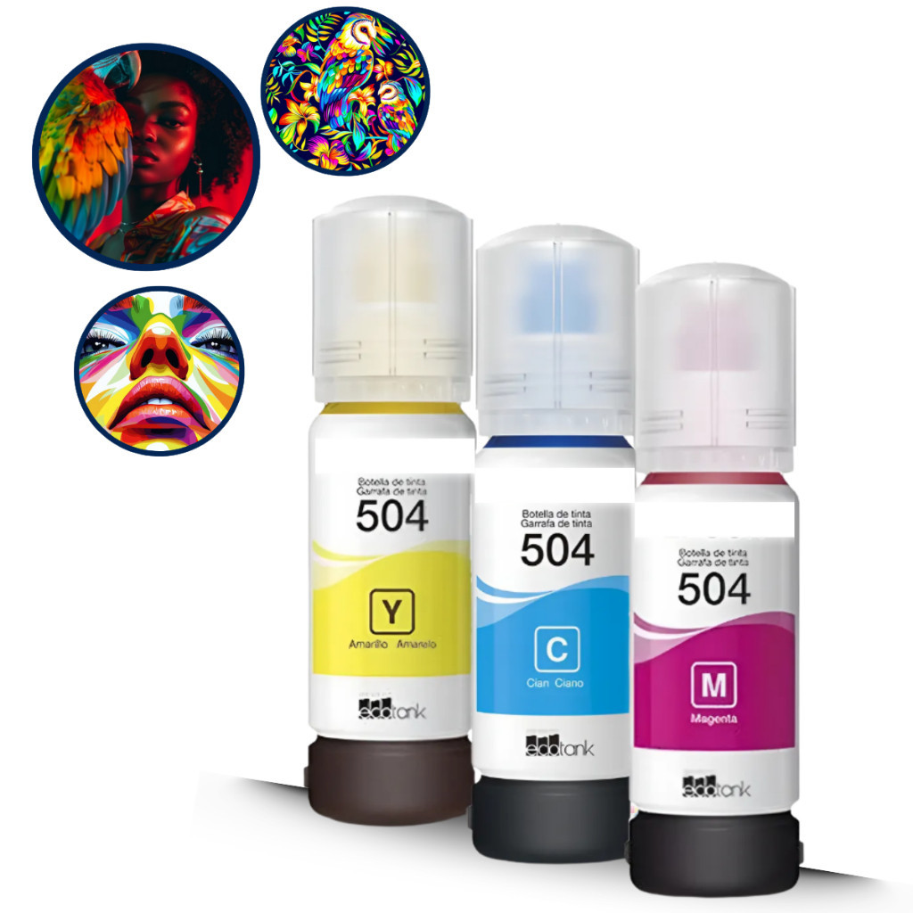 Kit Com 3 Refis  Tinta 504   impressora  T504120 T504220 T504320 T504420 color