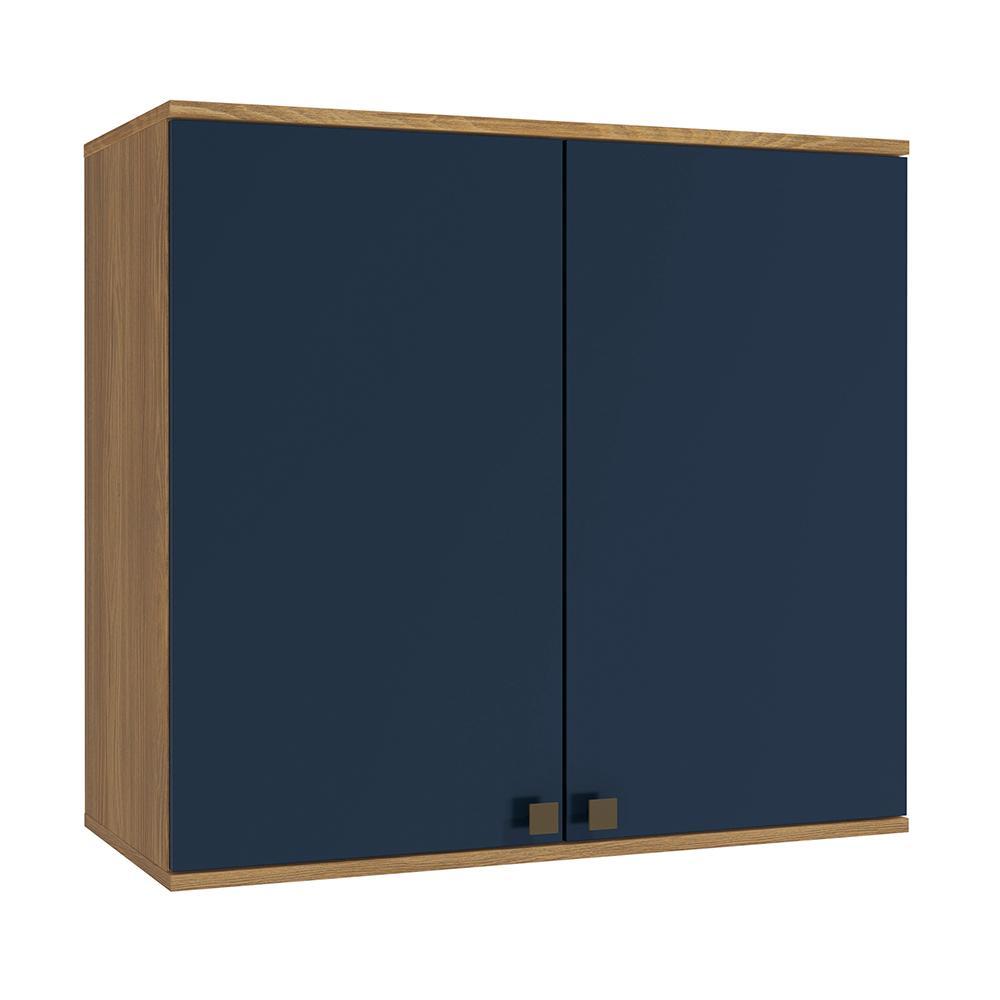 Armário Aéreo Celeste Kappesberg 100% MDF 2 Portas Nogueira/Azul 80cm em Oferta na Shopee