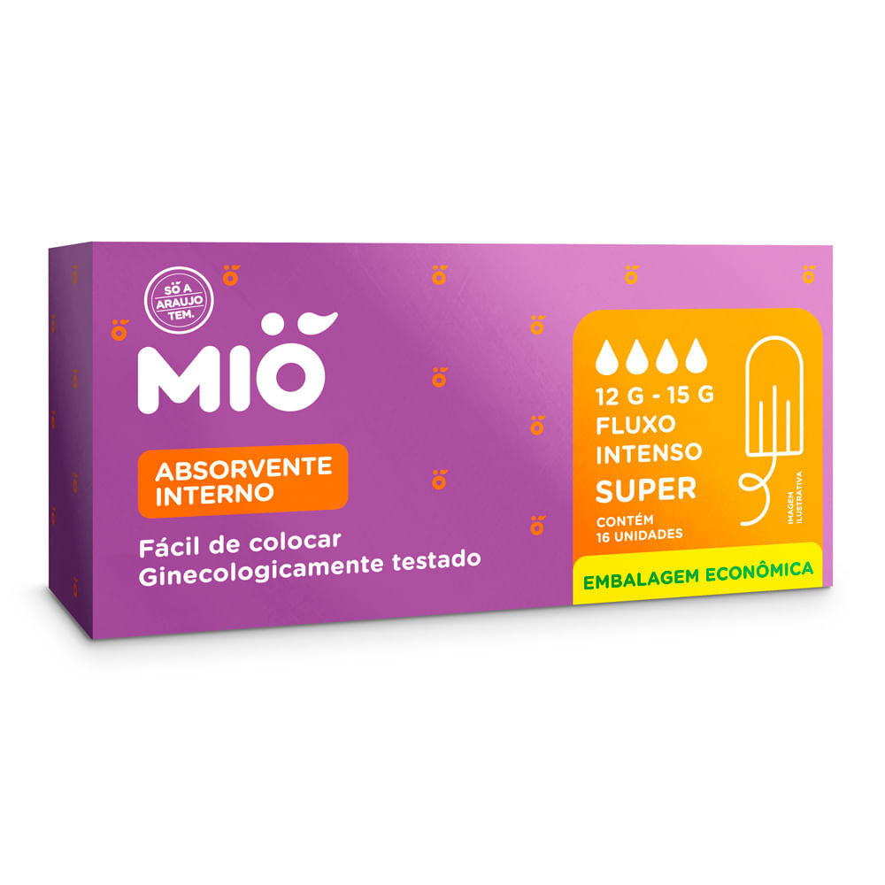 Absorvente Interno Mió Super Fluxo Intenso 16 Unidades em Oferta na Shopee