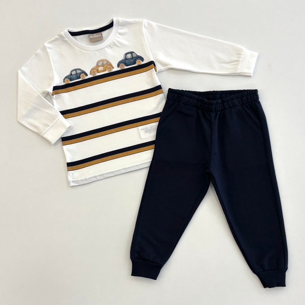 Conjunto Milon Infantil Menino Camiseta Fusquinhas e Calça Moletom Inverno Moda Kids 2001526